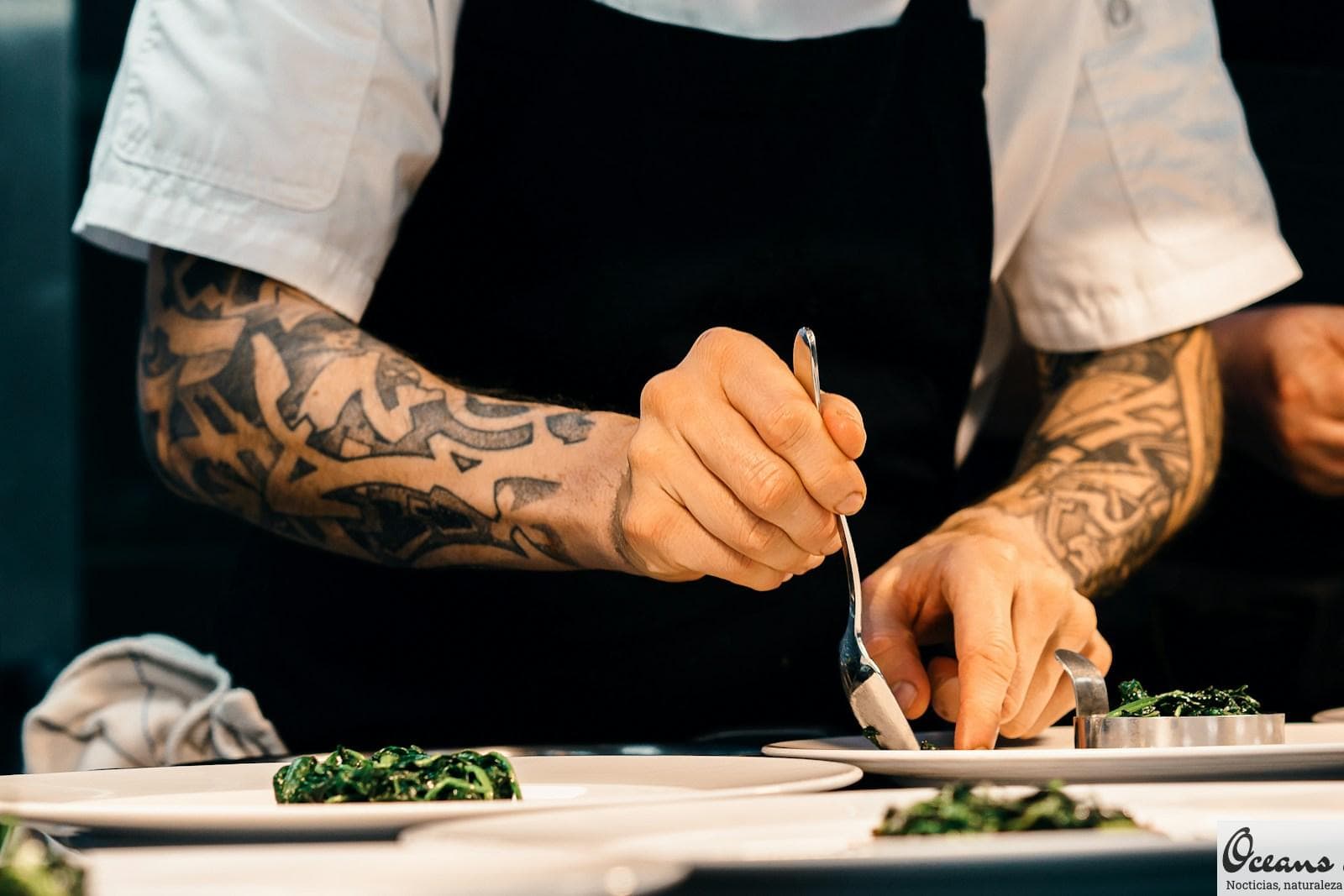 person putting food on plate