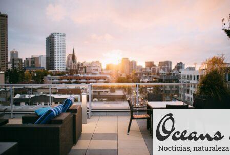 patio set in terrace overlooking city
